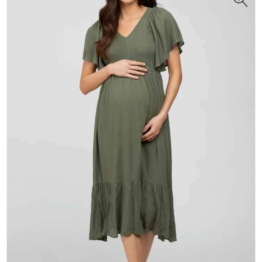 Pink Blush - Olive Smocked Maternity Dress